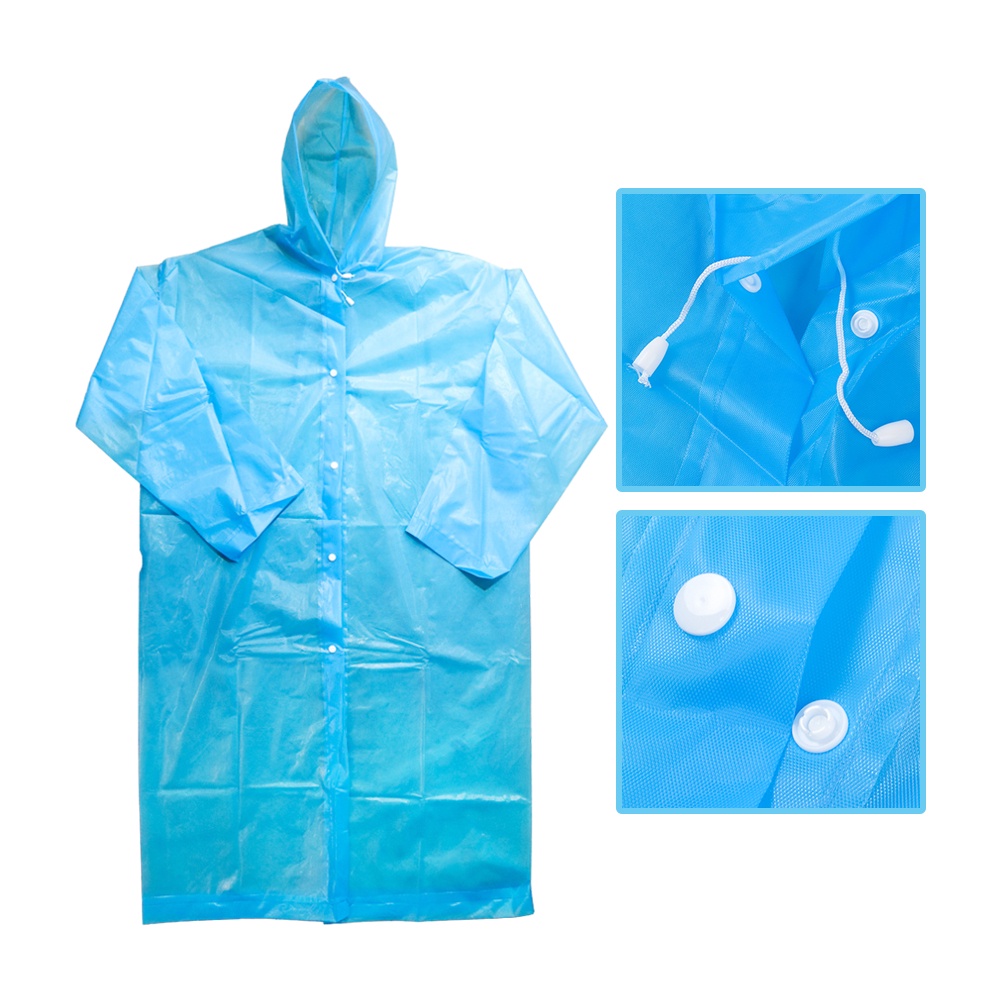 G8UI Rhodey Jas Hujan Portable Raincoat Poncho With HoodTy876Blue Or-i