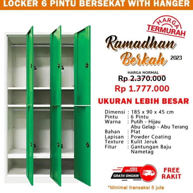 

LOCKER 6 PINTU BERSEKAT DENGAN HANGAR