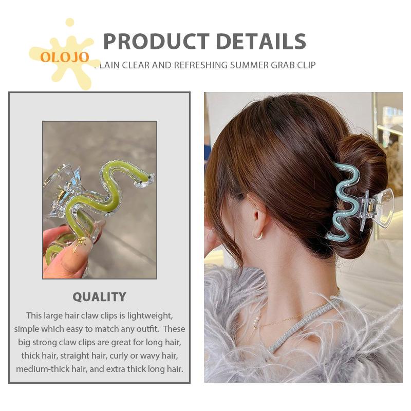 [Olojo.id] Hair Claw Clip W-shaped Drop Glaze Warna Polos Klip Rambut Musim Panas Menyegarkan