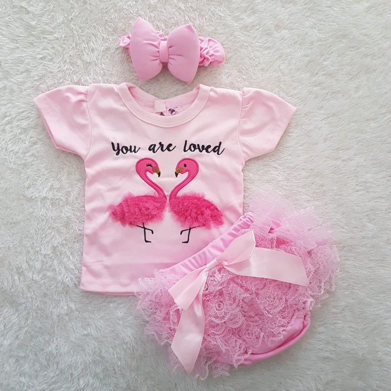 BAJU Bayi Loved Swan tutu pendek set