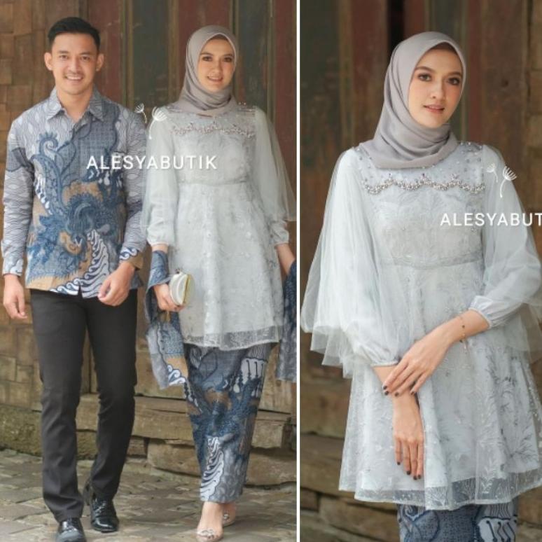 BATIK COUPLE MODERN KEBAYA TUNIK COUPLE BAJU KEBAYA LUNA TUNIK DRESS EXCLUSIVE PASANGAN KELUARGA LEB