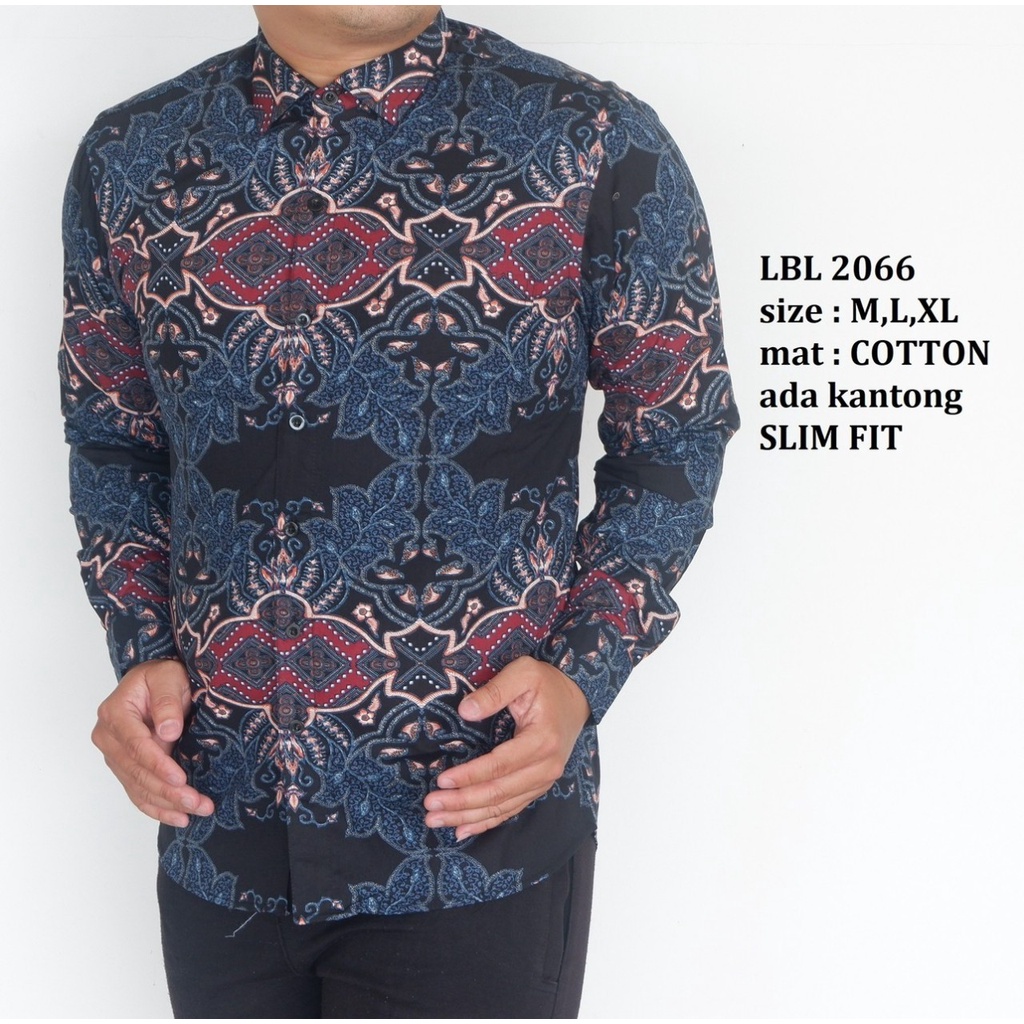 Baju Batik Pria Slimfit Kemeja Lengan Panjang Hem Slim Fit LBL 2066