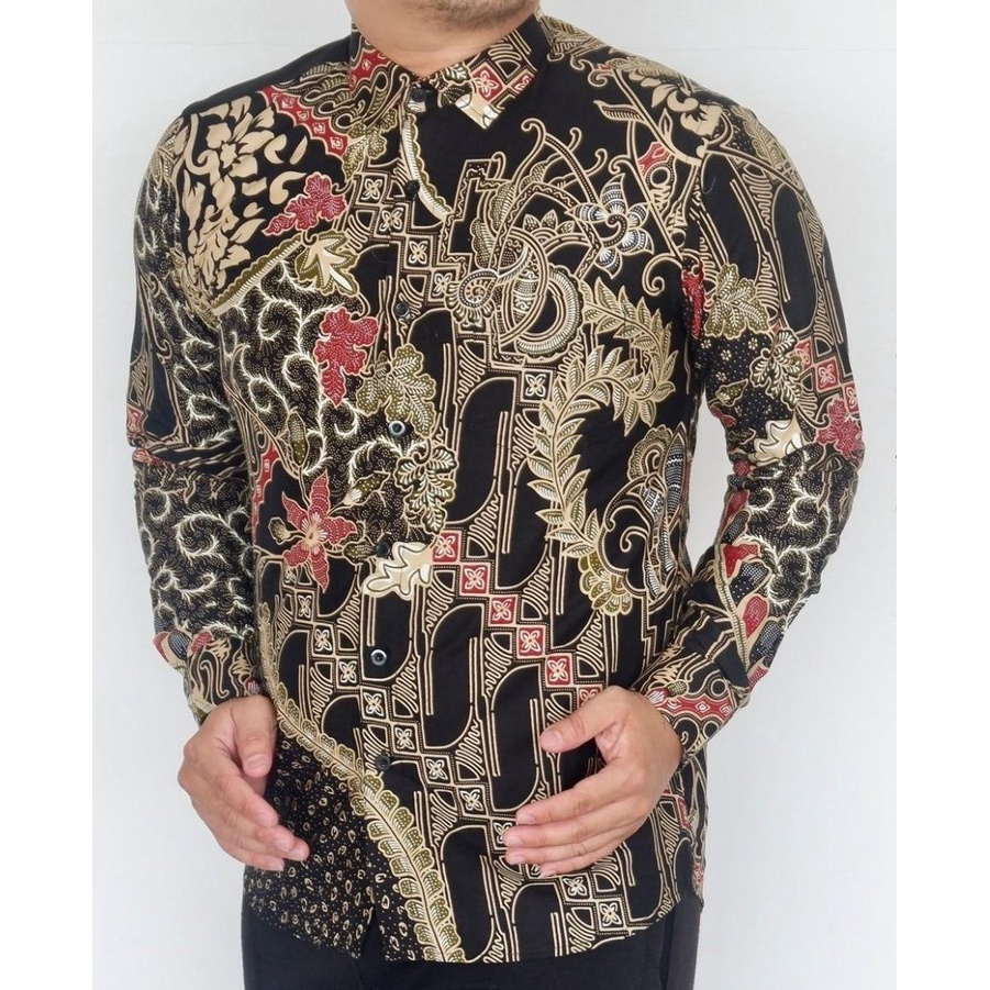 Baju Batik Pria Slimfit Kemeja Lengan Panjang Hem Slim Fit LBL 2080