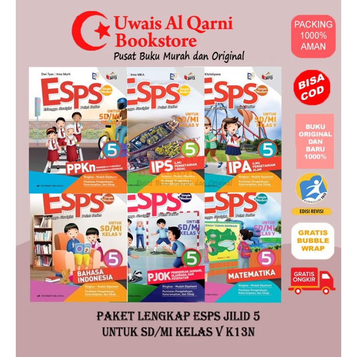 Flash Sale Best Seller Paket Lengkap Esps 5 Untuk Sd/Mi Kelas V K13N Erlangga Terbaru