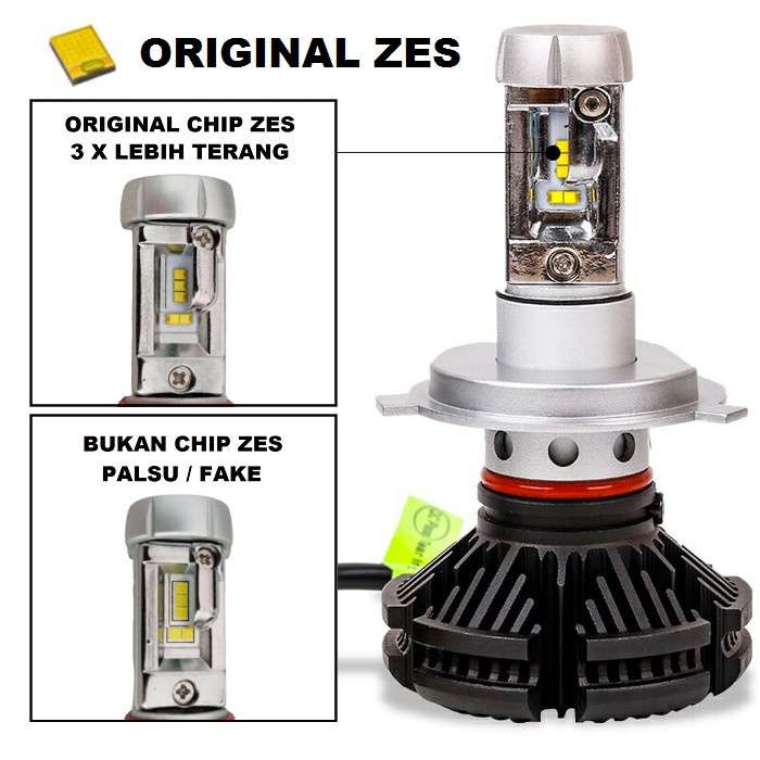 Lampu LED X3 ZES Mobil H1 H3 H7 H11 HB3 HB4 H4 3 Warna Motor