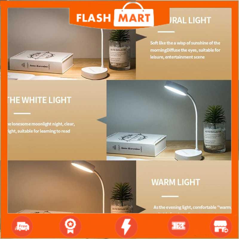 FLASHMART Lampu Meja Belajar Flexible Neck Eye Protection 20 LED 3 Color - 1910