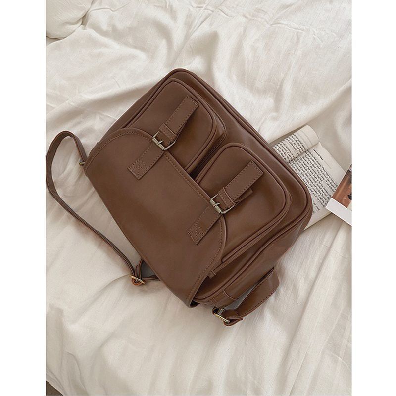 ▤❈♞Sera  Toko Retro Kapasitas Besar Messenger Tas Wanita 2023 Baru All-Match Single Tas Bahu Desain Niche Commuter Messenger tas