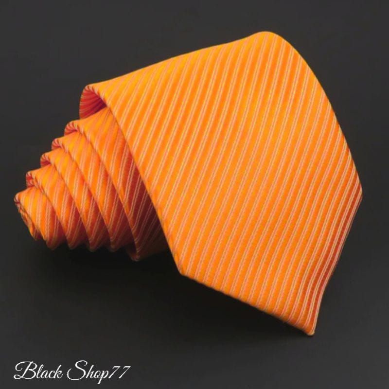 Dasi Pria Panjang Motif Salur Orange 3 Inchi 8 Cm