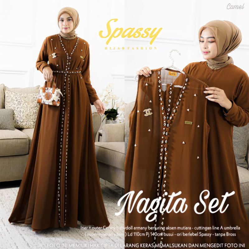 Nagita set, bahan Full ceruty babydoll armany berfuring, Ld.110 Pb.140 busui, by Spassy