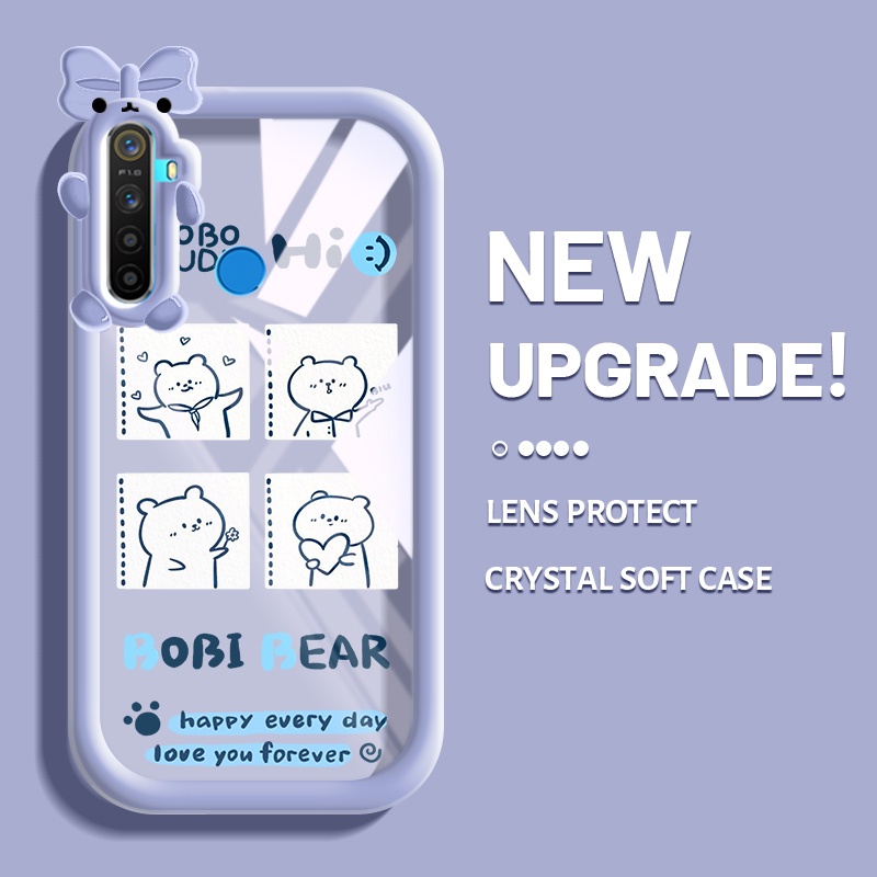 Casing Ponsel untuk Realme 5 5i 5s 6i C3 Narzo 10 10A 20A Casing Sigong Ge pola beruang kecil lucu H