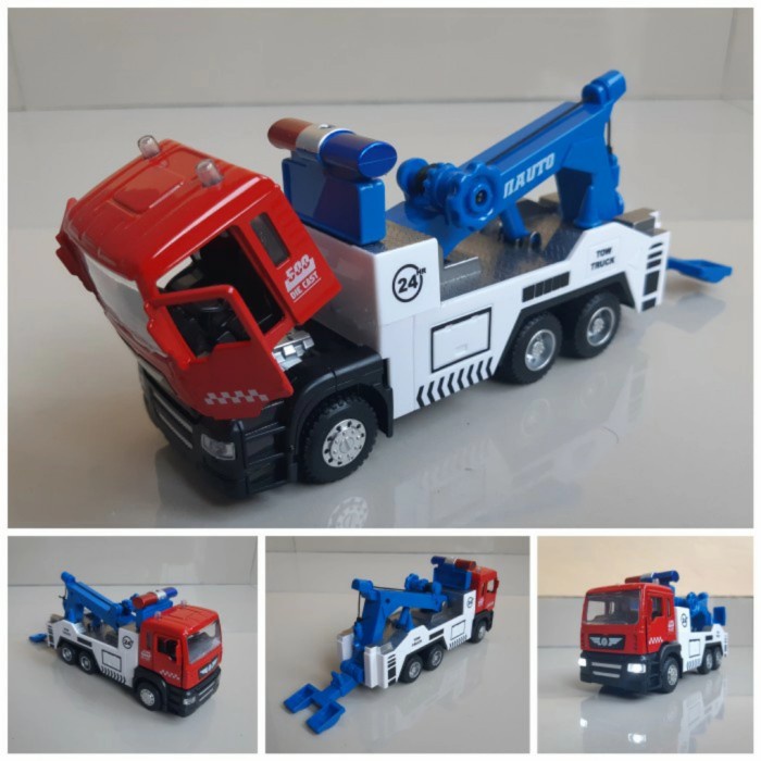 Diecast Truk Derek Alloy + Mainan Miniatur Fmobil Truk Towing