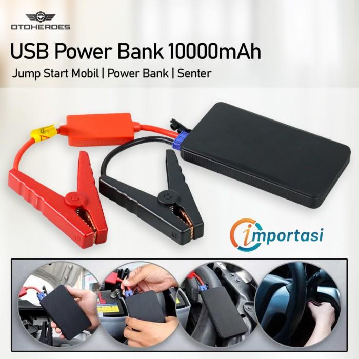 Terlaris Otoheroes Usb Jumper Stater Aki Mobil Motor Power Bank Senter 10000Mah