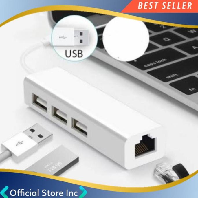 Adapter Konektor Usb Hub + Ethernet Lan Rj45 Internet Laptop Notebook