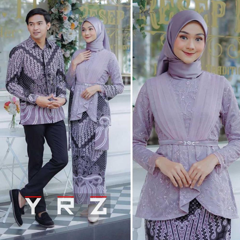 Baju Couple Batik Kebaya Brokat Modern, Batik Kebaya Lamaran Tunangan Baju Batik Wisuda, Simple Brid