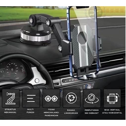 BAROKAH GAMIS holder hp mobil RAF dashboard car kaca meja lemari tempel 360