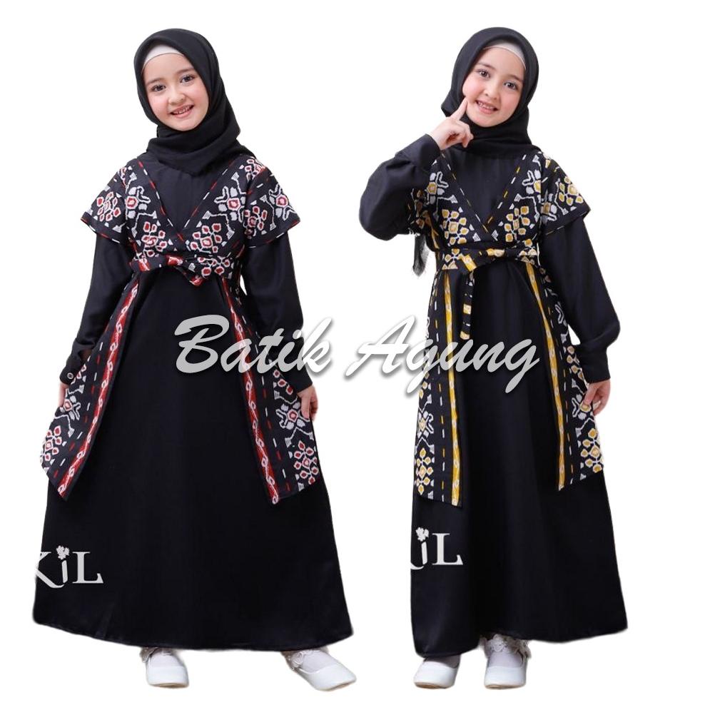 Baju Dress Gamis Batik Kondangan Pesta NIkahan Tunangan Wisuda Anak Perempuan Umur 3 Sampai 12 Tahun