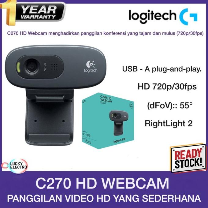 Logitech C270 Webcam HD 720P WebCam Logitech C270 Webcam Logitech Ori