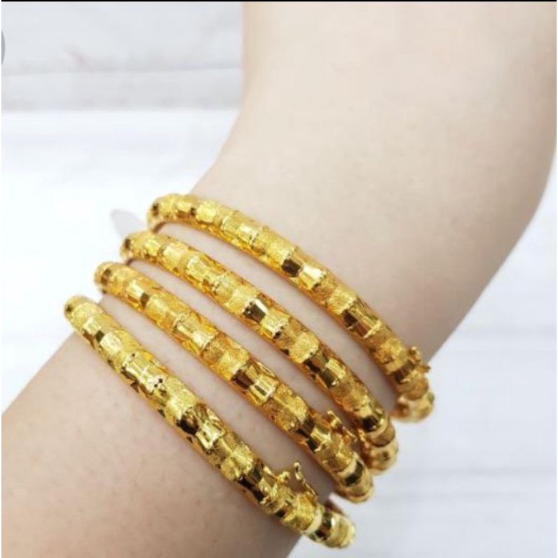 gelang keroncong emas Dubai lapis emas 24k titanium anti karat isi 4 pcs