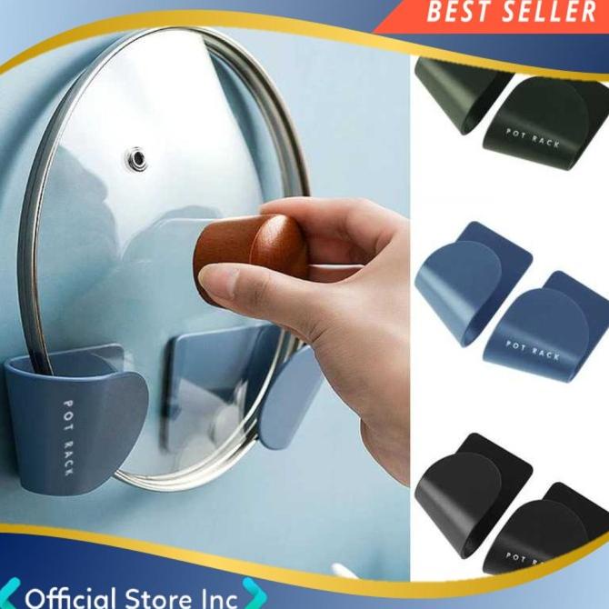 Rak Tempat Gantungan Dinding Tutup Perabotan Panci Wajan 2 Pcs