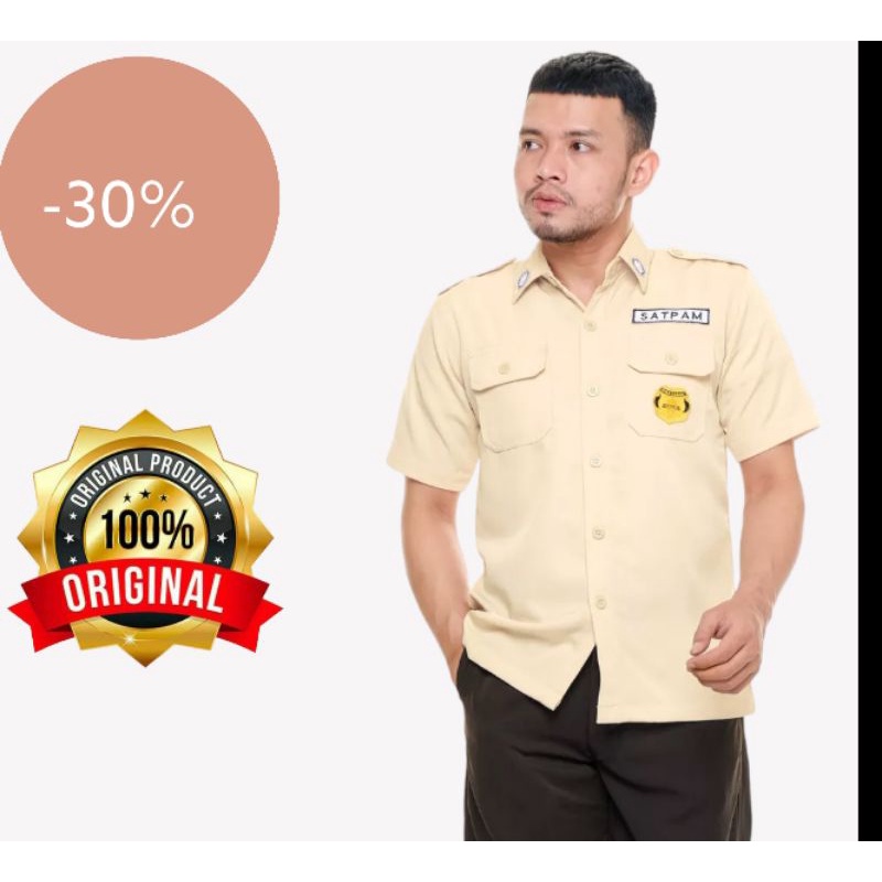 1 Stel Seragam Satpam Security Cream Baju Seragam Security Satpam Terbaru Krem Terbaru Seragam PDL Satpam Krem Terbaru - SERAGAM PDL SATPAM KREM TEBAL HALUS