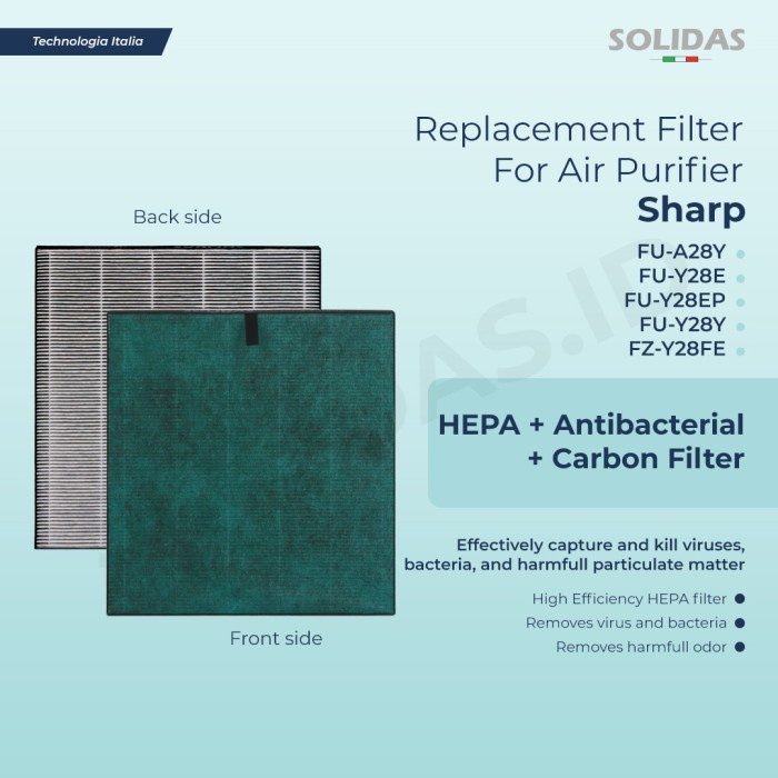 REPLACEMENT FILTER AIR PURIFIER SHARP FU-A28Y / HEPA FILTER