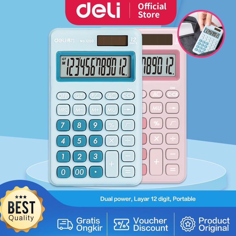 

➙ Deli Desktop Calculator / Kalkulator Meja Mini Portable Dual Power Lucu 1200 ➙Baru