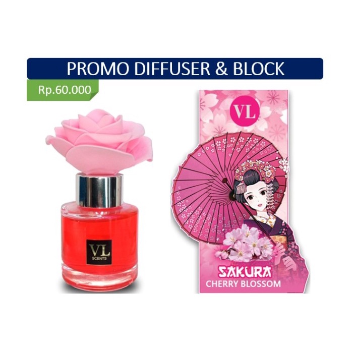 PARFUM MOBIL VL SCENT REED DIFFUSER & BLOCK SAKURA PROMO PAKET HEMAT