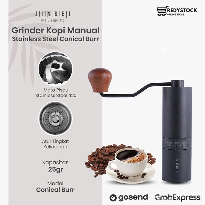 HAND COFFEE GRINDER KOPI MANUAL METAL BODY STAINLESS STEEL BURR JS-G2