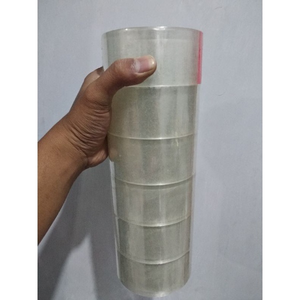 Lakban Bening 1 slop isi 6 Super Kuat 48 mm x 90 Yard/ Solusi Praktis untuk Keperluan Rumah dan Kantor