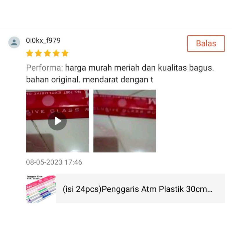 (Isi 24pcs)Penggaris Atm Plastik 30cm Warna Warni Bening Lucu Kuat Kokoh Murah Grosir