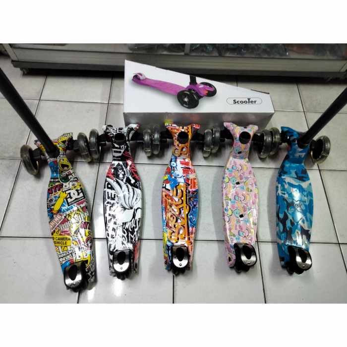 21 SKOOTER KICKBOARD SKUTER ANAK OTOPED 3 RODA PU NYALA (O9K6) Tas Gendong Ada Tempat Duduk Terlaris