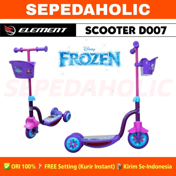 Scooter Skuter Anak Element RMB D007 Frozen Edition Roda 3 Lampu Musik (G8T0) Bisa COD Rem Cakram Bi