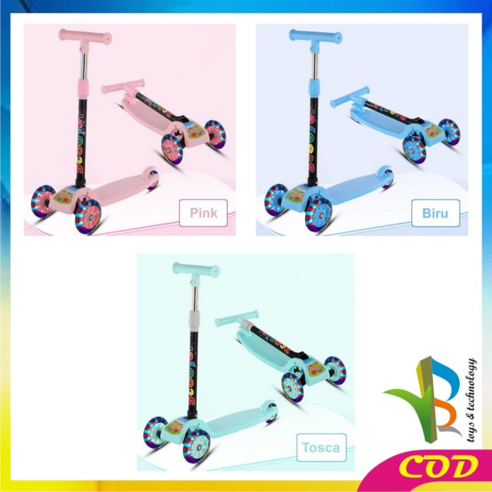 RB-M95 Mainan Otopet Scooter Anak Otoped Kumbang Skuter Anak Roda 3 - TANPA AKSESORIS, PINK (W3Q3) S