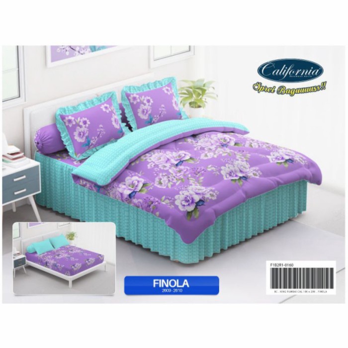Sprei sprei california 160x200 motif - Seprei Queen Size No. 2 - tipe 1 - FINOLA 160(Y9S1) Sprei Pre