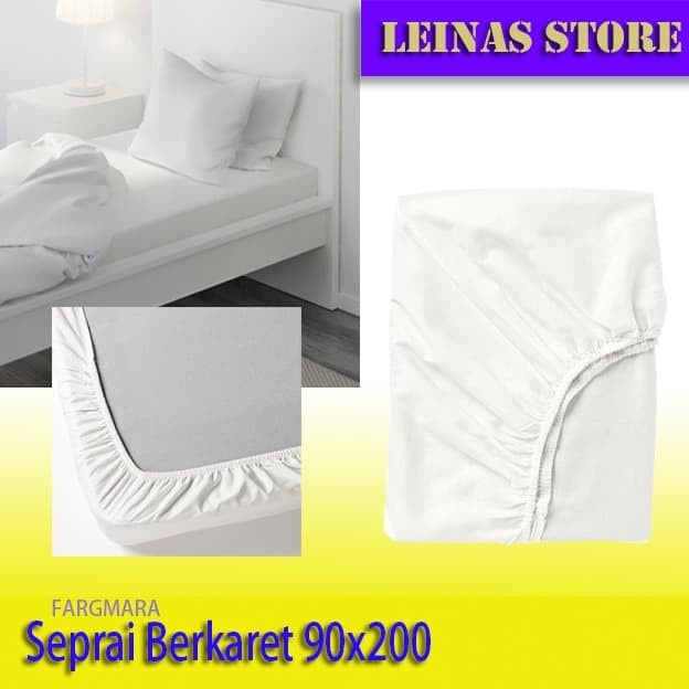 Sprei Seprai Putih Berkaret / Seprei tempat Tidur / Fitted Seprei 90x200(M0Q7) BISA COD Sprei Polos 