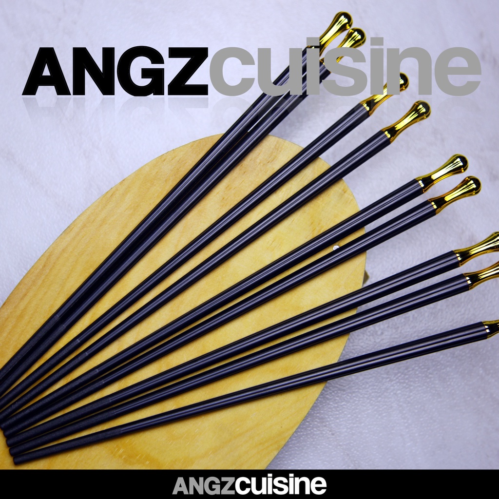 

ANGZCUISINE Japanese Alloy Chopstick Black Gold - Round Tip