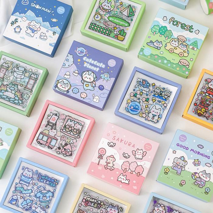 

Terlaris Sticker Box Stiker Set Aesthetic Dekor Buku Tumbrl Animal 1 Box 100Pcs