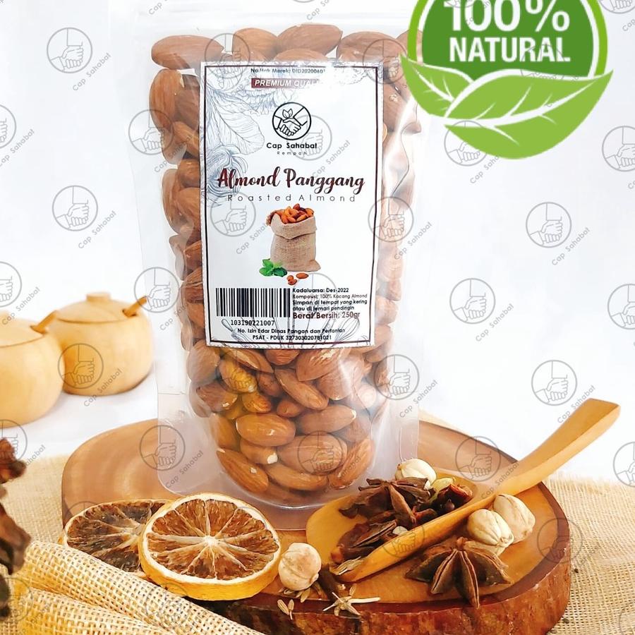 

Limited | TD4 | 250gr Kacang Almond Panggang / Unsalted Roasted Almond / Rempah / JSR 100%