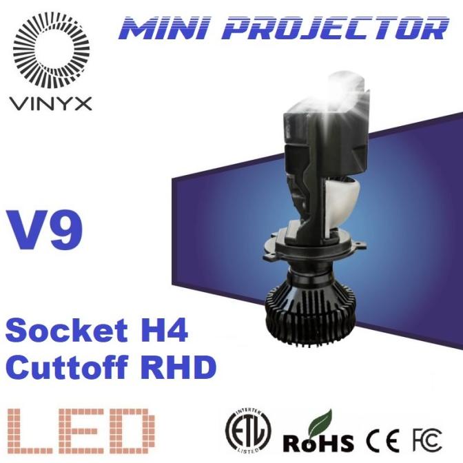Lampu LED VINYX V9 Projie H4 Mini Projector Lens Lensa Motor Mobil