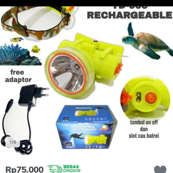 SENTER KEPALA SELAM WATERPROOF TD-006 CAHAYA PUTIH/KUNING