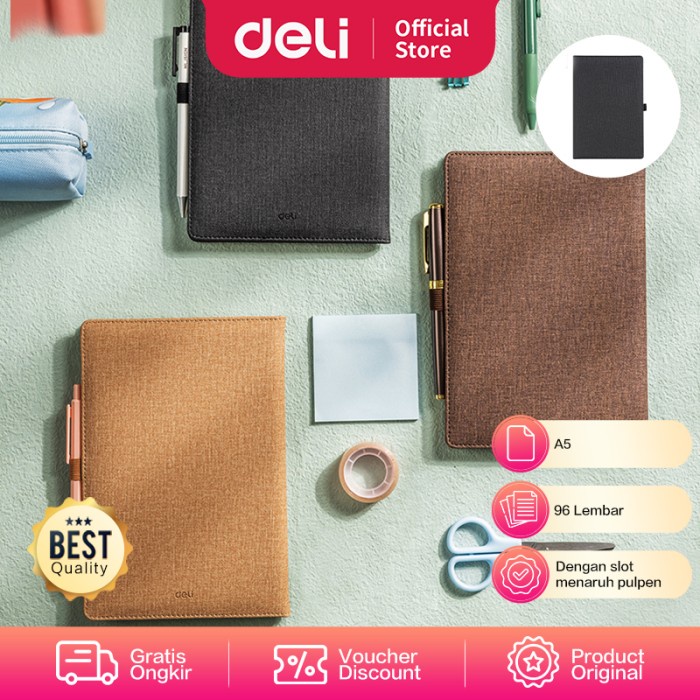 

TERMURAH Deli Canvas Cover Notebook Buku Catatan Agenda Sampul Kain EN118L /BUKU TULIS SEKOLAH/BUKU