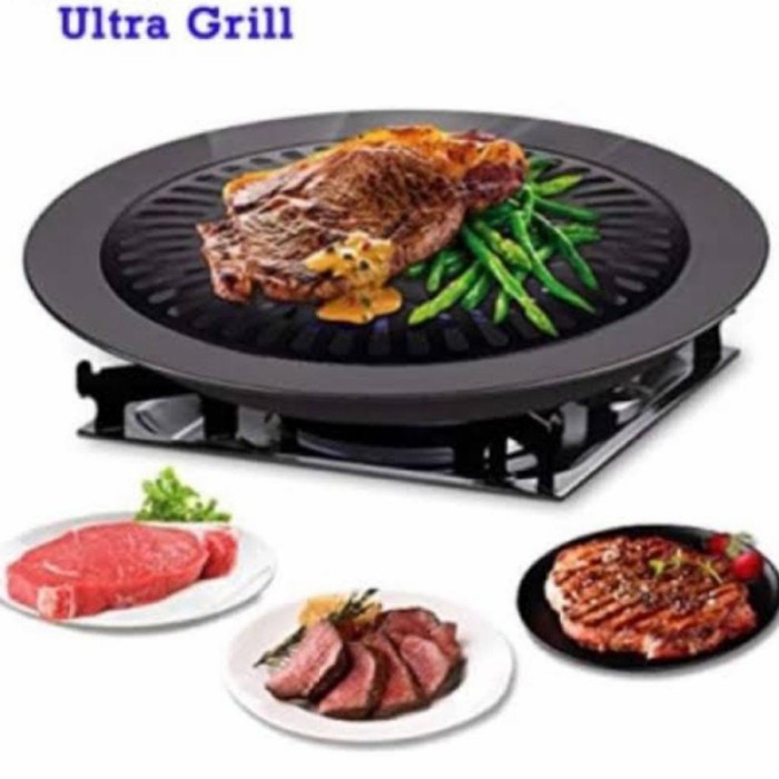 Grill  Ultra Omicko 32cm Teflon alat pemanggang litrik korean grill 2 in 1 tahan lama tertutup X7P1 