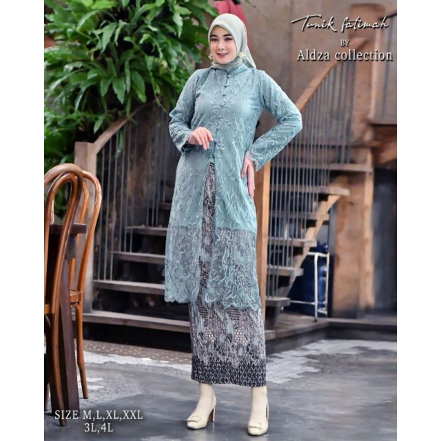 Set Tunik Fatimah Kancing Depan Busui Frendly/ Set Kebaya wisuda/ Kebaya Modern/ Stelan Kebaya Kondangan Set Tunik Pesta/ Kebaya Kondangan