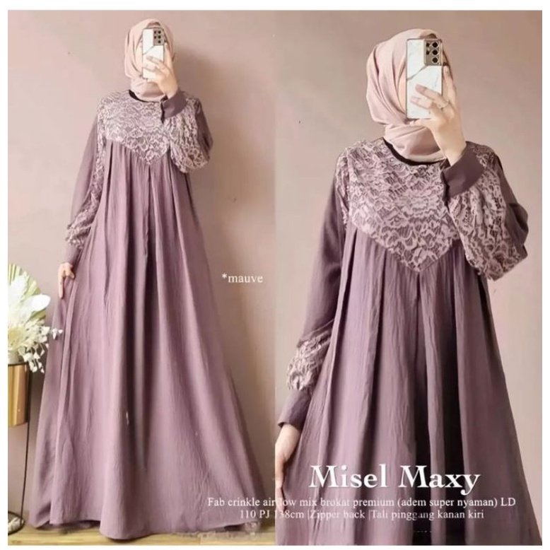 Gamis Crinkle Mix brukat Terbaru Missel Dress Gamis Kondangan terbaru