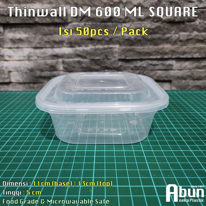 <<<<<] Thinwall DM Square 600 ML @50pcs