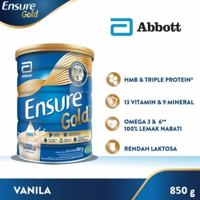 

Ensure Gold HMB Rasa Vanila 850 g - Susu Nutrisi Dewasa Rendah Laktosa ---NEW---