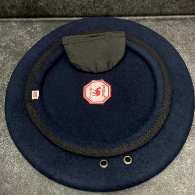 Topi Baret Brimob Biru Dongker / Baret Camel Brimob Bahan Super Woll