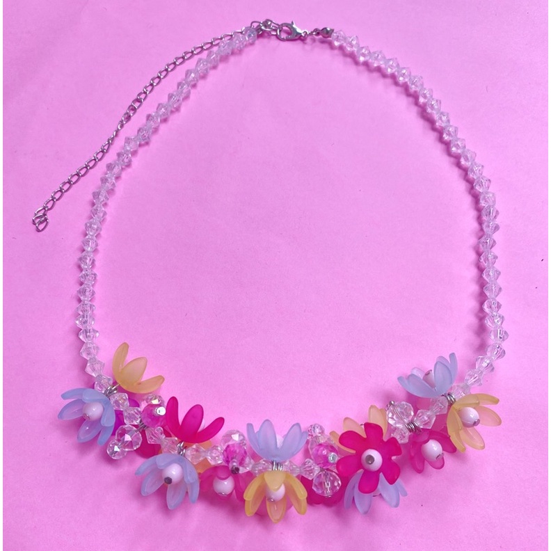 flower necklace pastel / kalung manik bunga / kalung manik korea aesthetic