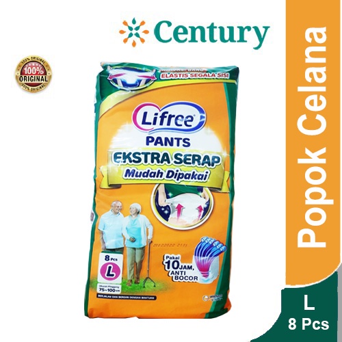 Lifree Pants Extrak Serap Ukuran 75-100 CM (L) Isi 8 Pcs / Popok Celana Dewasa / Perawatan Diri