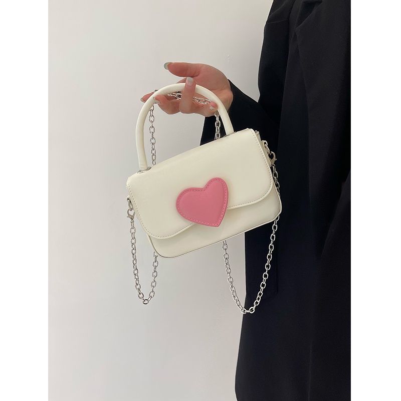 Red 2022 musim panas baru merah muda cinta warna hit gadis lucu tas persegi kecil fashion high-end tas rantai portabel utusan